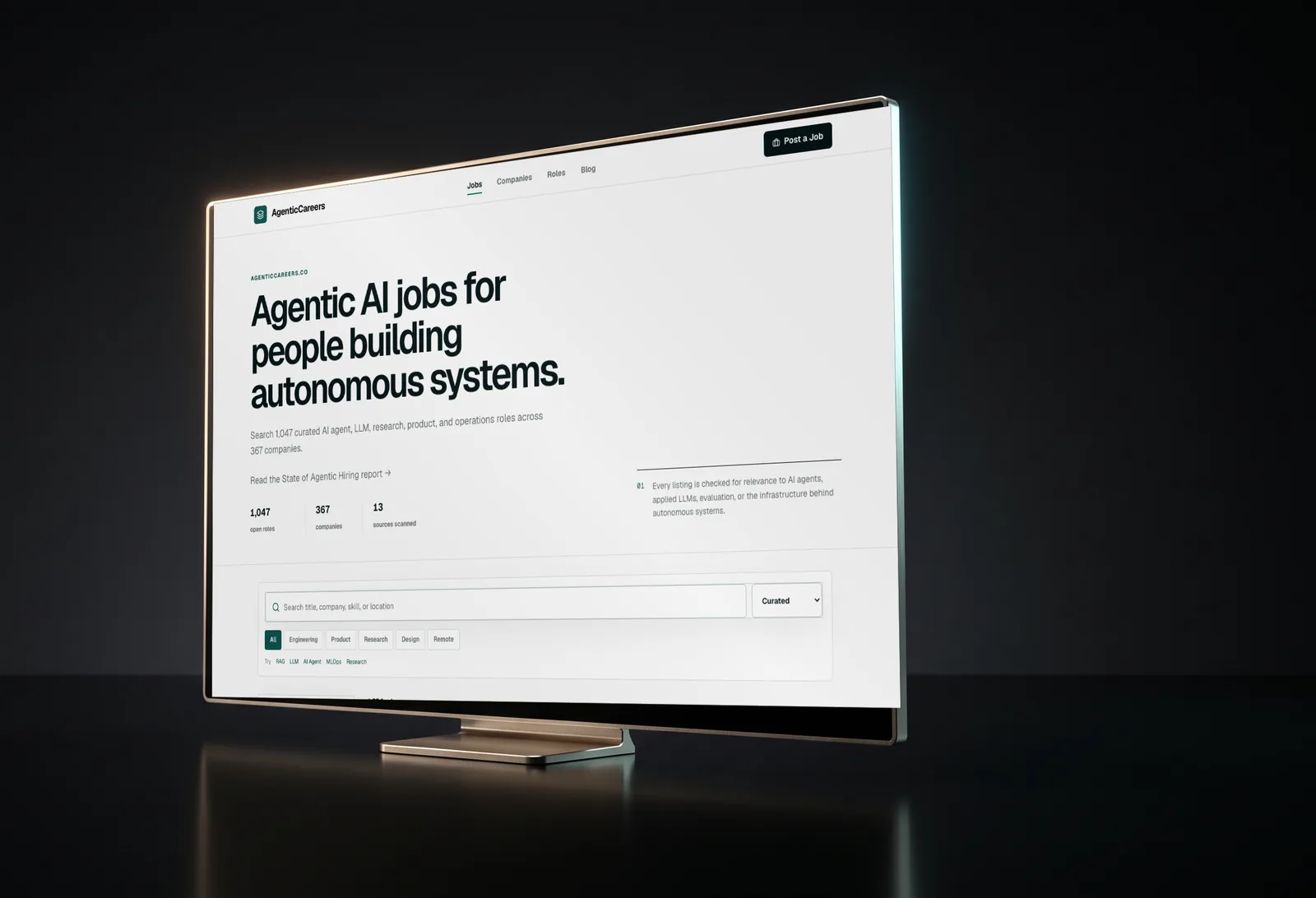 The AgenticCareers jobs board, built by Kinetiq